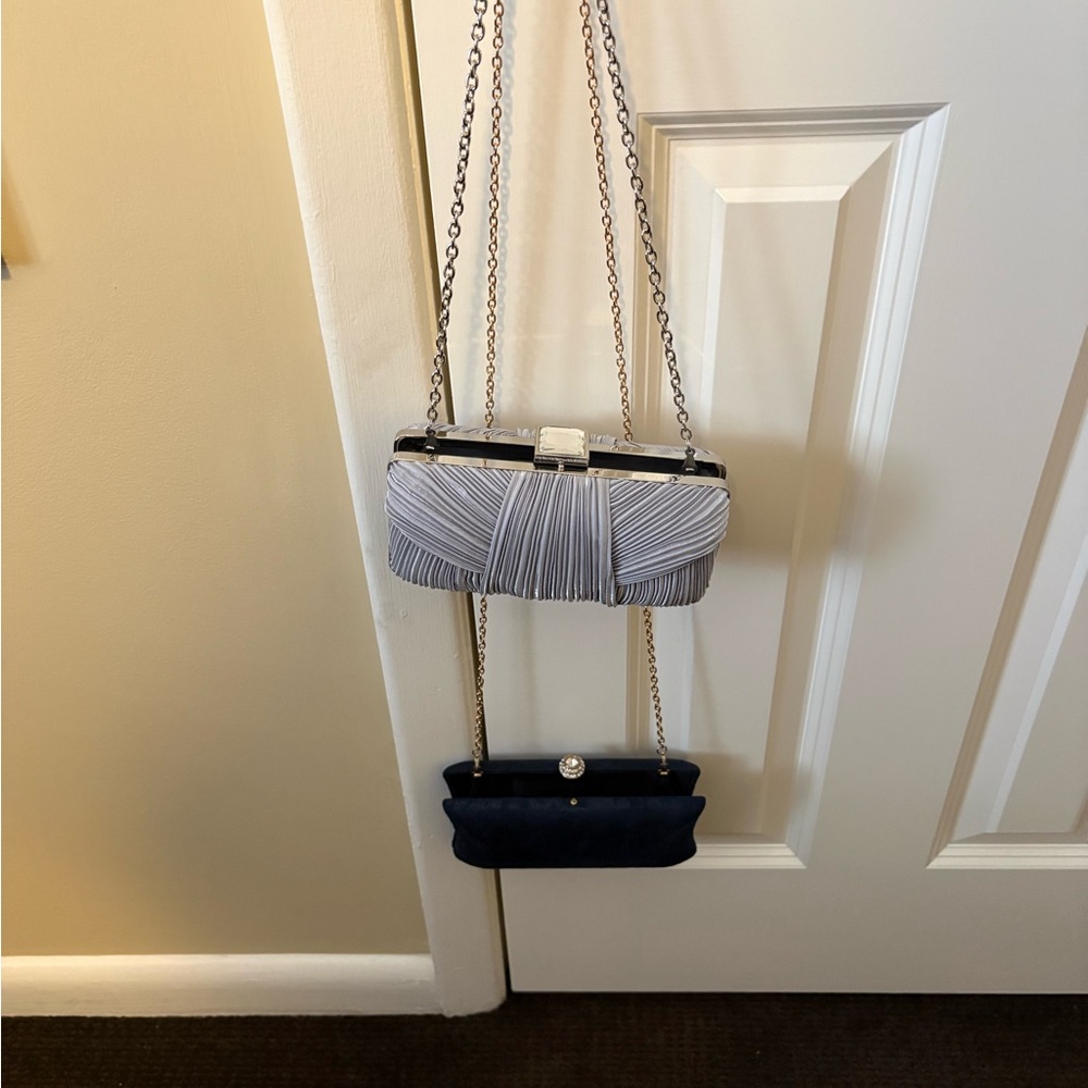 Elegant Gray and Dark Navy Clutch Set
